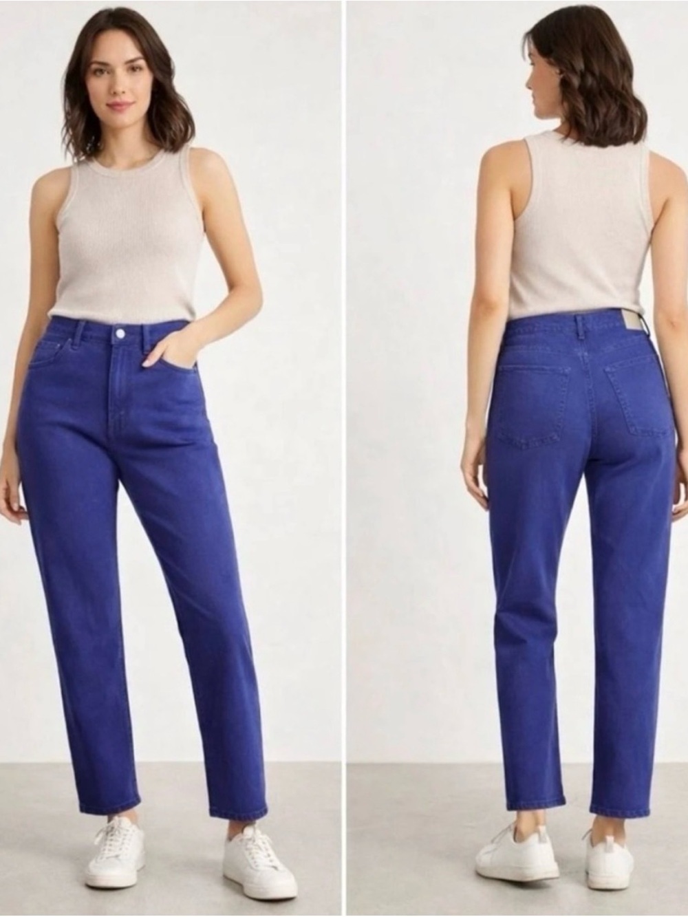 Everlane NWT The Way-High Denim Jeans Straight Leg Purple Blue Size 28 Tall